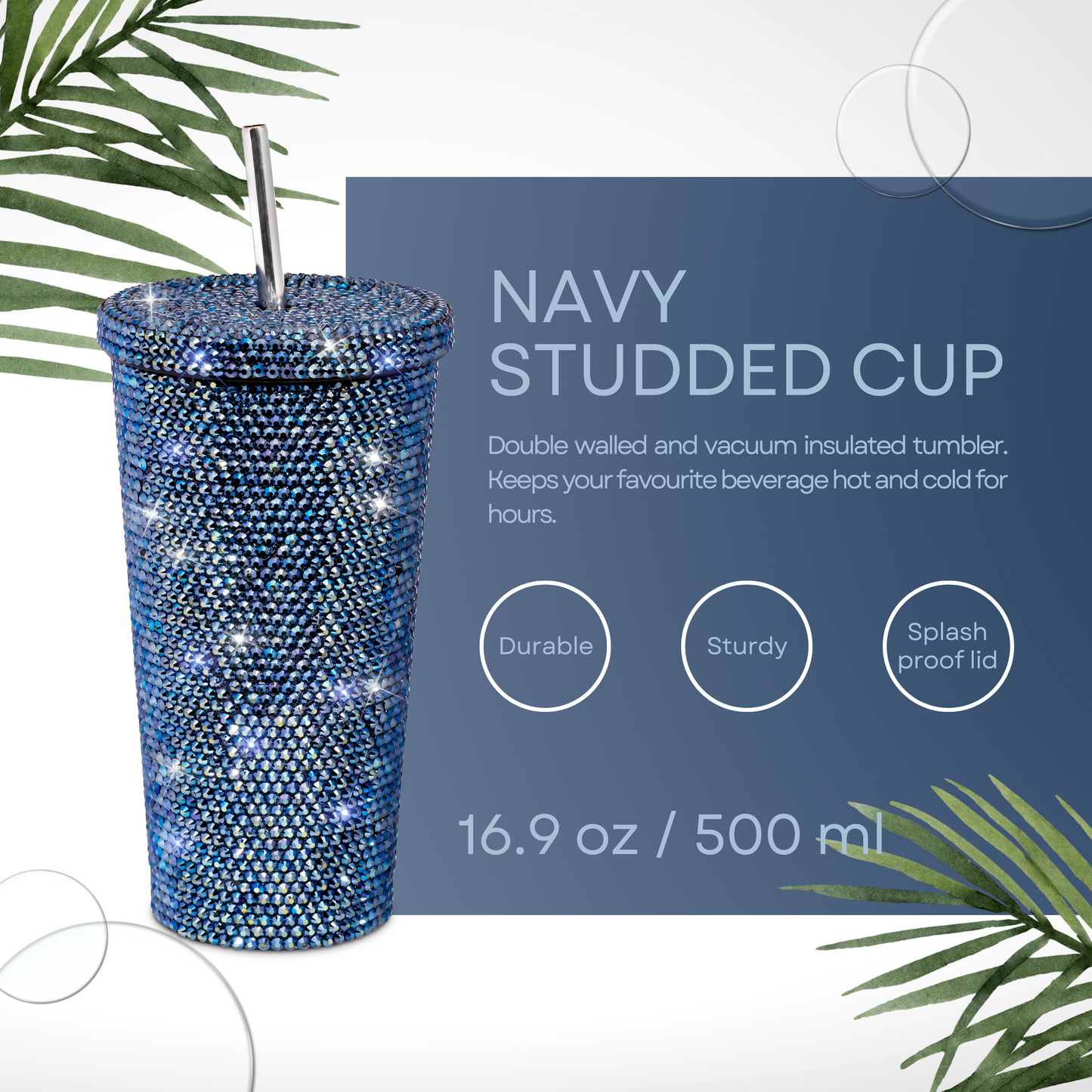 Navy blue rhinestone cup